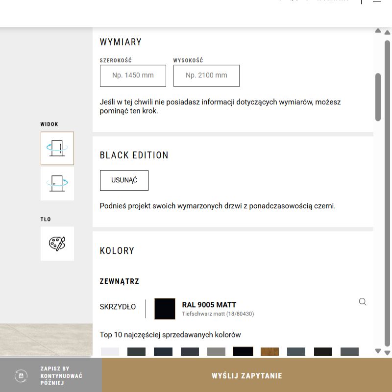Konfiguracja drzwi zewnętrznych online