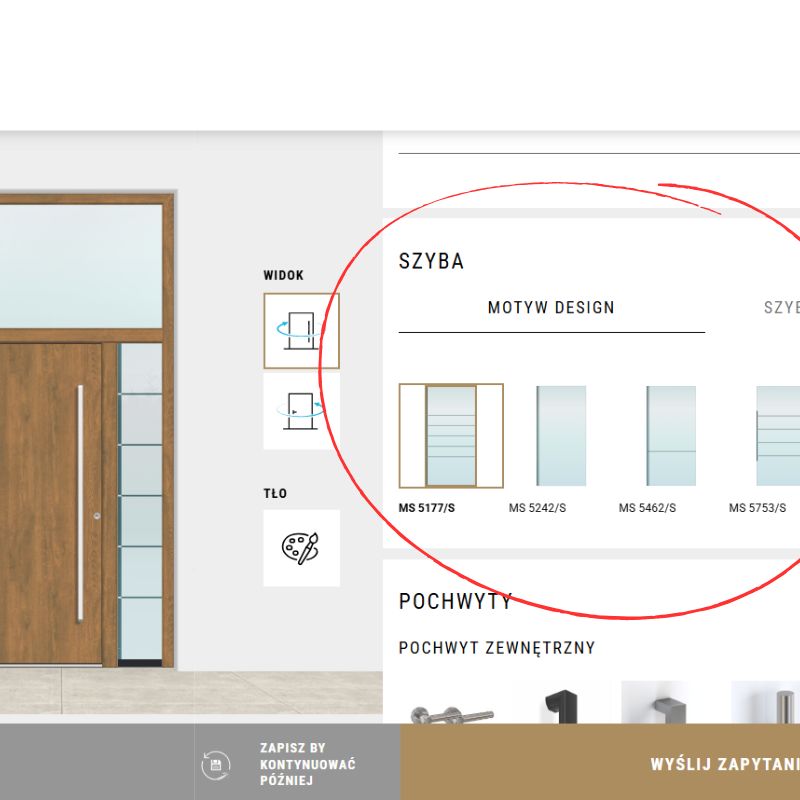 Wybór rodzaju szyb w konfiguratorze online