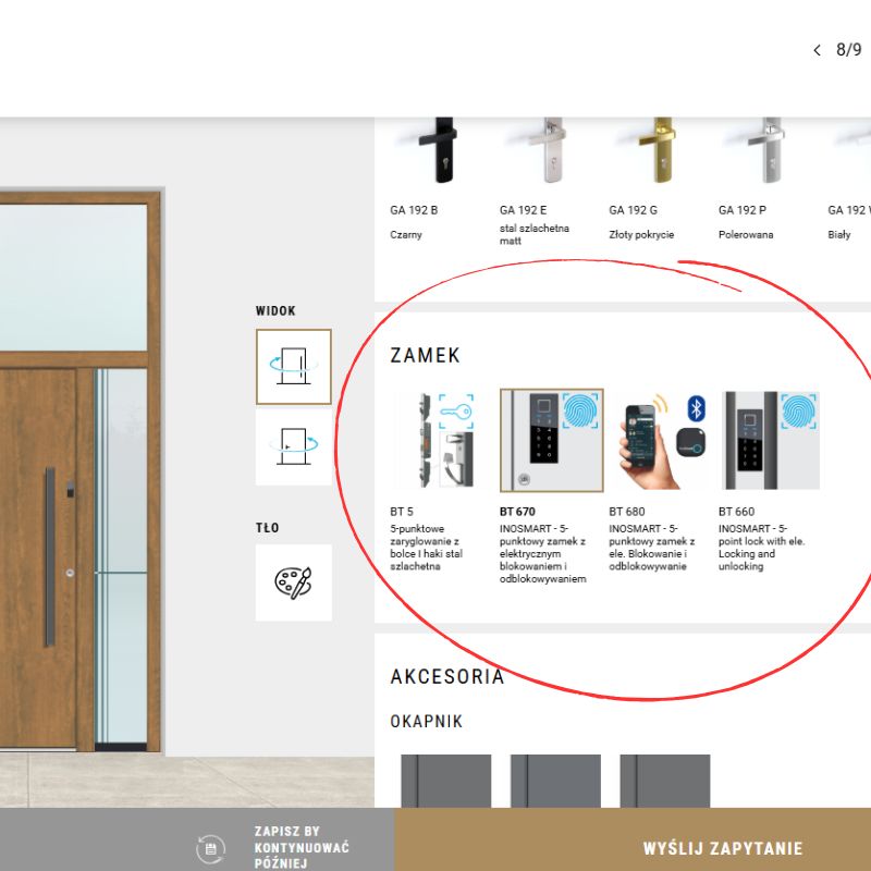 Wybór zamka drzwi - konfigurator drzwi zewnętrznych